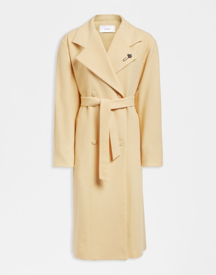 Yellow double-breasted long cashmere coat