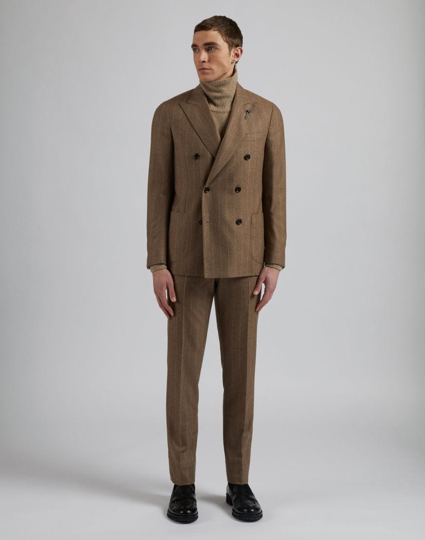 Special Line suit in natural-colour cashmere