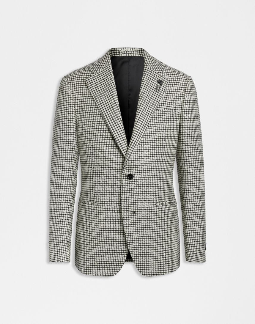 Feeling line single-breasted jacket in patterned lambswool fabric