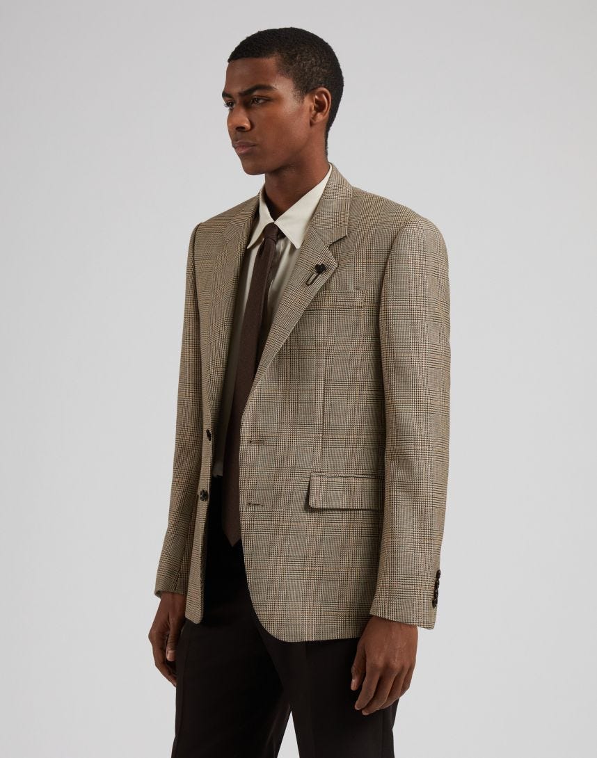 Attitude single-breasted jacket in wool with glen plaid pattern