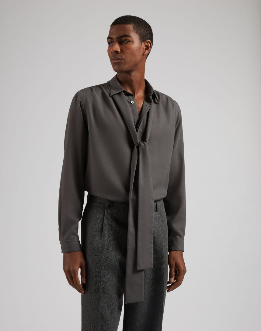 Attitude loose-fitting shirt in grey vaiella fabric