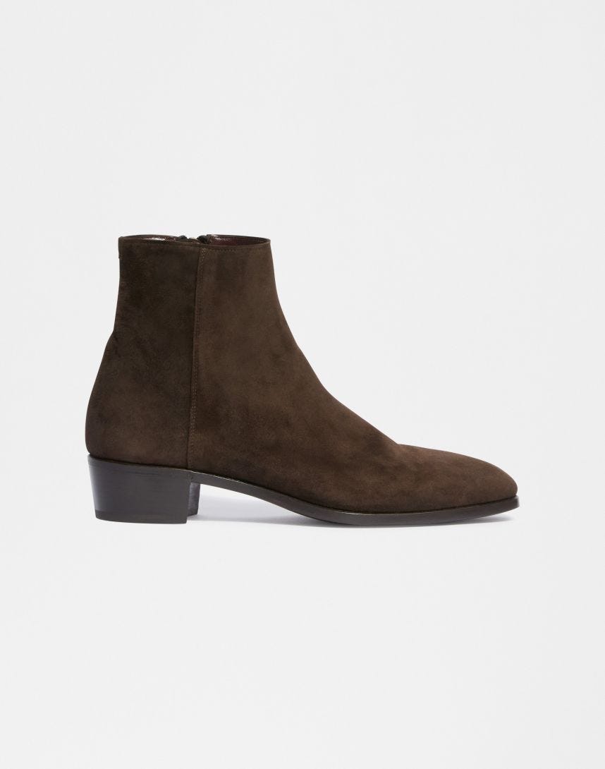Brown sheepskin suede ankle boot