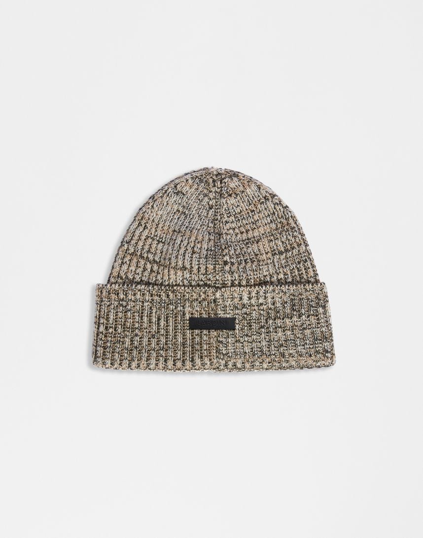 3-colour merino wool hat with ribbed knit