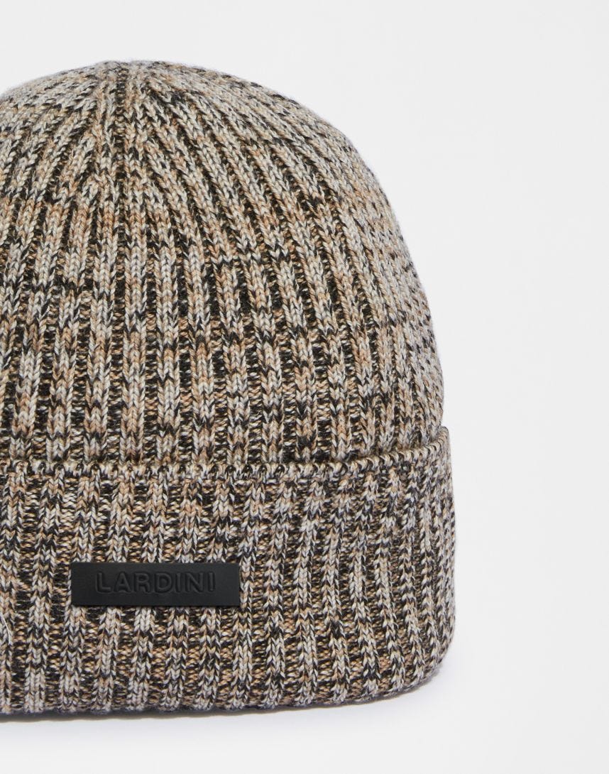 3-colour merino wool hat with ribbed knit