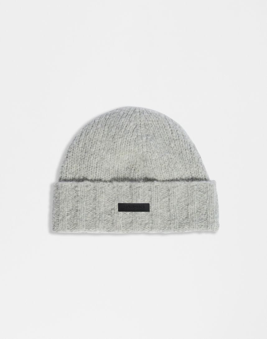Grey hat in wool, cashmere and nylon yarn
