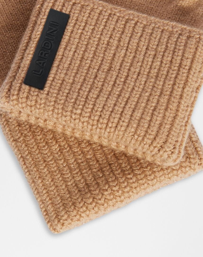 Beige merino wool and cashmere gloves