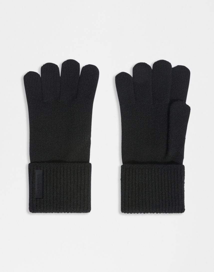 Black merino wool and cashmere gloves