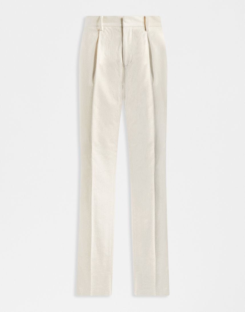Feeling trousers in cream-coloured 500-line velvet