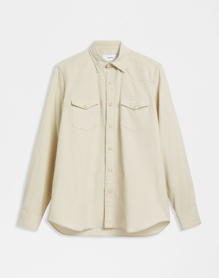 Cream-coloured 3000-line velvet research shirt