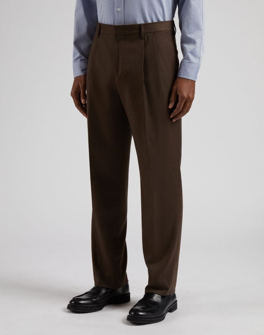 Brown Feeling trousers in combed flannel