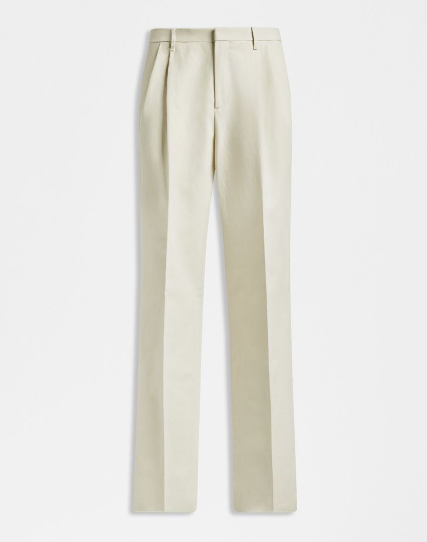 Cream-coloured cotton twill Feeling trousers