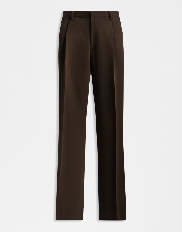 Miami brown trousers in flowing pure wool fabric