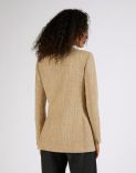 Beige double-breasted jacket in wool blend tweed 4