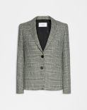 Short single-breasted jacket in glen plaid wool 1