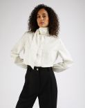 White habotai silk shirt with bow 2