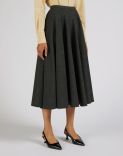 Grey salt and pepper midi flared skirt 2