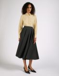 Grey salt and pepper midi flared skirt 3