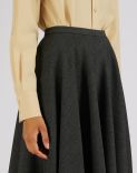 Grey salt and pepper midi flared skirt 5