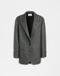 Unconstructed single-breasted jacket in grey micro-check wool 1