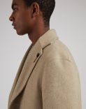 Beige single-breasted beaver-look cashmere coat 3