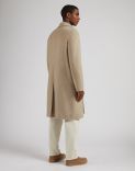 Beige single-breasted beaver-look cashmere coat 4