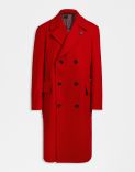 Red double-breasted coat in wool blend fabric 1