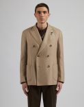 Special Line beige double-breasted jacket in natural stretch cashmere 2