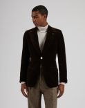 Attitude single-breasted jacket in smooth brown velvet 3