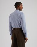 Light blue relaxed shirt in cotton and wool blend twill 4