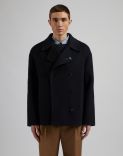 Blue wool 6-button double-breasted short pea coat 2