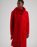 Sciarpa rossa in maglia di lana e cashmere con peneri 3