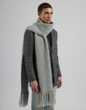 Grey wool and cashmere knit fringed scarf 3