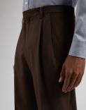 Pantalon Feeling marron en flanelle peignée 5