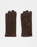 Gants marrons en peau de daim, intérieur en cachemire 1